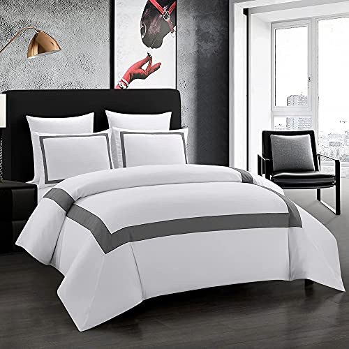 OSVINO Hotel Duvet Cover Set, 3Pcs Soft Microfiber Bedding Set, King | Simple Line Style Duvet Cover, Ultra Soft Breathable Quilt Cover Set with Pillowcases, Wrinkle Resistant, Easy Care