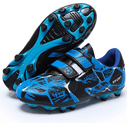 Boys Football Boots Shoes Kids Girls FG/AG Soccer Athletics Sport Shoes Training Shoes Running Shoes Teenager Indoor Outdoor Football Shoes Sneakers for Unisex UK 6 Convert EU39 Blue