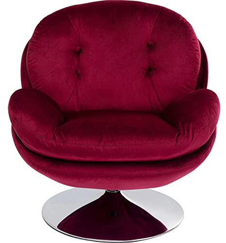 Kare Design Drehsessel Cosy, Berry, Sessel, Polstersessel, Samtoptik, Stahl Fuß, 360 Grad drehbar, Retro Look, 84x81x83 cm (H/B/T)