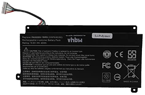 vhbw batteria compatibile con Toshiba Satellite Radius P55W-C5317, P55W-C5321-4K, P55W-C5320-4K notebook (4166mAh, 10,8V, Li-Poly)