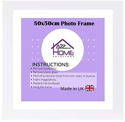 A2Z Home Solutions® Square Photo Frame 50x50cm Frame With Mount Picture Display Size 40x40cm For Wall Hanging Photos Canvas Paintings Home Office Décor (White)