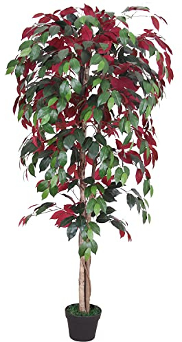Rouge Ficus Benjamina Plante Arbre Artificielle Artificiel 150cm Decovego