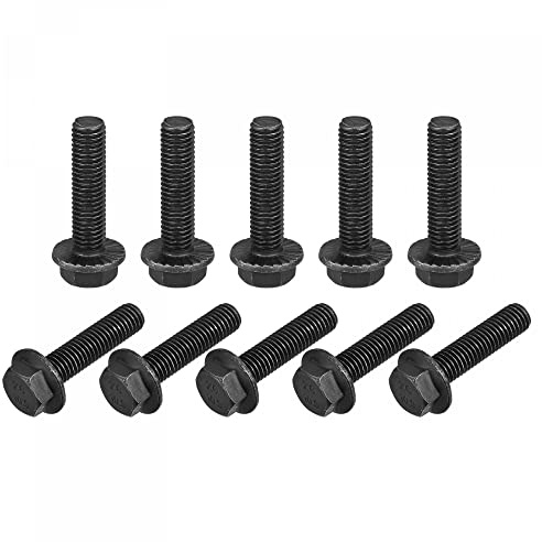 sourcing map M10-1.5x40mm Hex Serrated Flange Bolts 10.9 Grade Carbon Steel Screws 10pcs