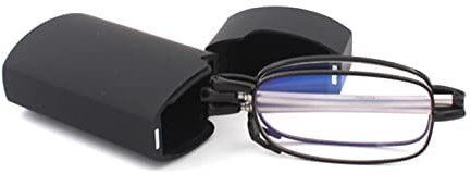 MMOWW Anti-blue Gafas de Lectura Plegables Para Hombres y Mujeres con Varillas Telescópicas con Estuche Portátil (Negro, 1.5)