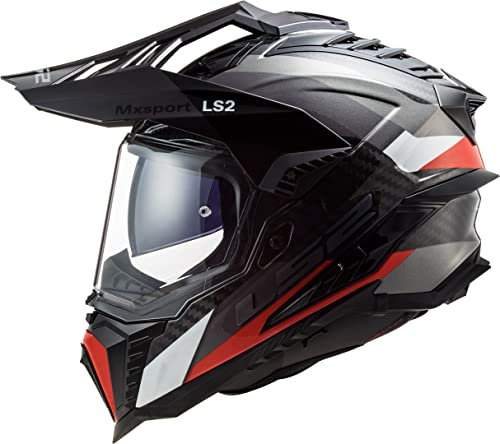 LS2 Helm Explorer Frontier MX701 Titan / Rot Größe S | | Helmen | Doppelring | Carbon | geeignet für Mofa, Moped, Motorrad, Roller