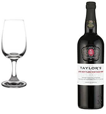 Olympia Bar Collection Port Or Sherry Glass 120ml 140X55mm Crystal Tumblers 6pc & Taylors Late Bottled Vintage Port | 75 cl