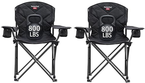 SUNNYFEEL XXL Oversized Camping Chair Heavy Duty 800 LBS for Big Tall People Above 6'4 Padded Portable Folding Sports Lawn Chairs with Armrest Cup Holder & Pocket for Outdoor/Travel/Picnic/Camp