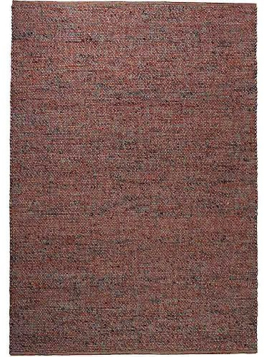 Knutzen Wohnen Mala Wollteppich flach gewebt 60 x 110 cm Kupfer Coral - Teppich Wolle Natur - Handgewebter Schurwollteppich mit angenehmem Lauferlebnis