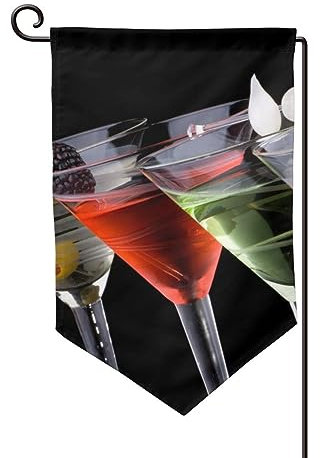 Drapeau de jardin Martini Drink 30,5 x 45,7 cm double face coloré pour maison, festival, cour pour terrasse, pelouse, décoration extérieure