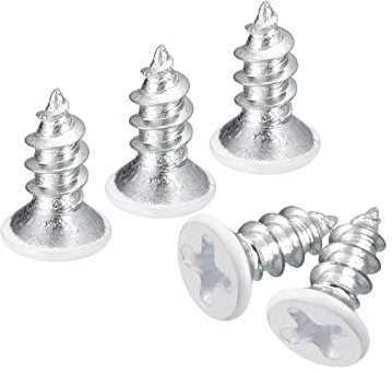 QUARKZMAN ST4x10mm Bianco Viti Autofilettanti Viti, 50pz Metallo Piatta Testa Croce Viti per Legno per Falegnameria Testa Piatta Phillips Universale