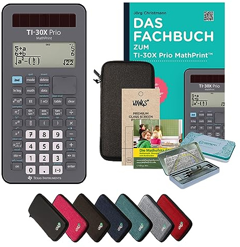 CALCUSO Streberpaket Dunkelgrau mit Taschenrechner TI-30X Prio MathPrint