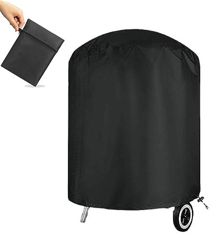 PRELGOSP Copertura Barbecue Rotondo, Telo Copri Barbecue da Esterno Impermeabile, Copri BBQ 420D Oxford Protezione UV,77x58cm