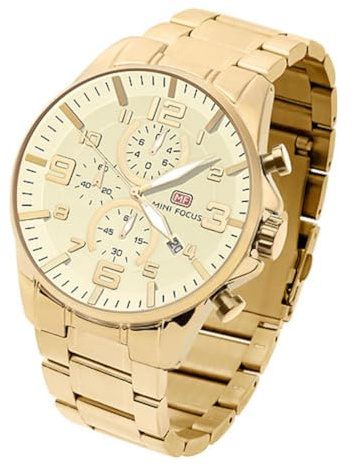 Taffstyle Herrenuhr Edelstahl Sport Chronograph Männer Quarz Armbanduhr Datum Stoppuhr Wasserdicht