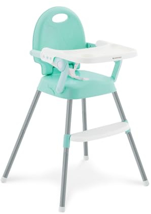 Chaise haute enfant 3 en 1 KikkaBoo SPOONY, chaise haute jusqu'à 36 mois, chaise haute évolutive, rehausseur, chaise basse, pliante, plateau amovible, menthe