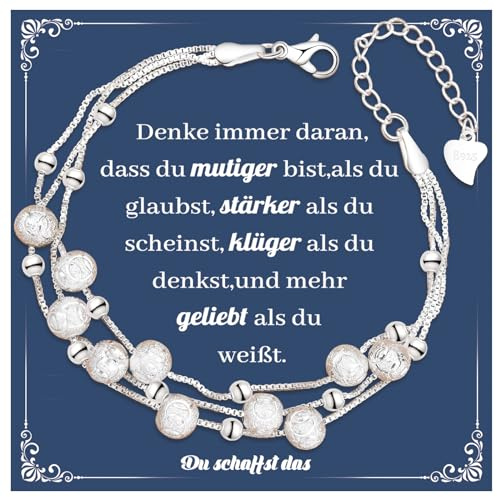 CheersLife Freundschafts Armband Silber Damen,3 in 1 Damen Perlenarmband,Inspirierendes Armband Geburtstagsgeschenk Für Frauen Freunde Töchter Mutter Kollegen Weihnachten Kreative Geschenke
