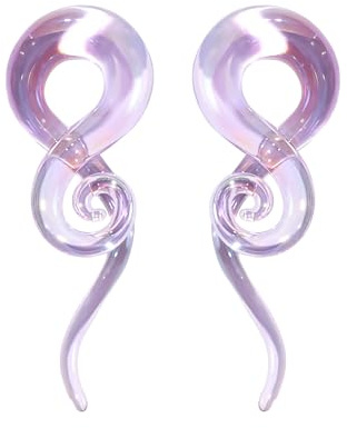 Longbeauty 1 Paar Glas Spirale Tapers Dehnschnecke Ohrdehner Ohrstecker Expander Ohr Piercing Schmuck 5mm-12mm