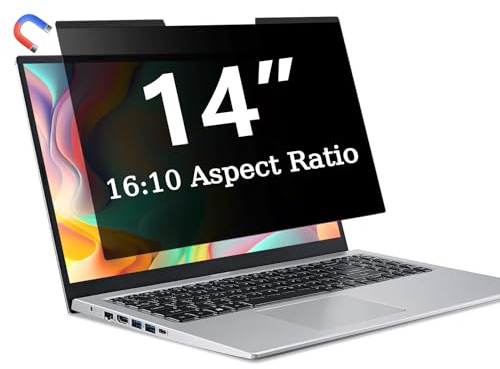 ZOEGAA Magnetic 14 Inch Laptop Privacy Screen Filter,Compatible with HP Dell Acer Asus Samsung Lenovo,for Removable 16:10 Widescreen Display Laptop Privacy Screen 14 inch and Anti-Glare Protector