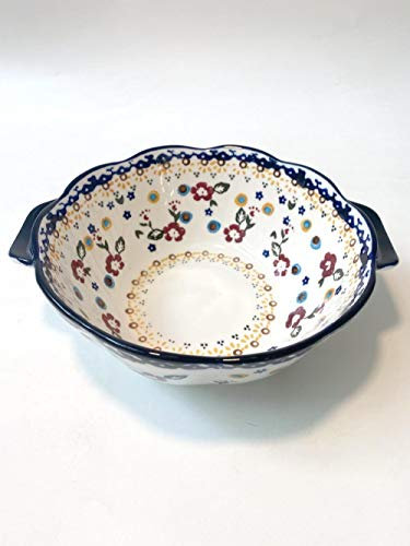 YIHANSS Tableware Polish Porcelain Hand-Painted Ceramic Soup Bowl Household Plate lace Plate deep Plate Double Ear Plate Rice Bowl-C