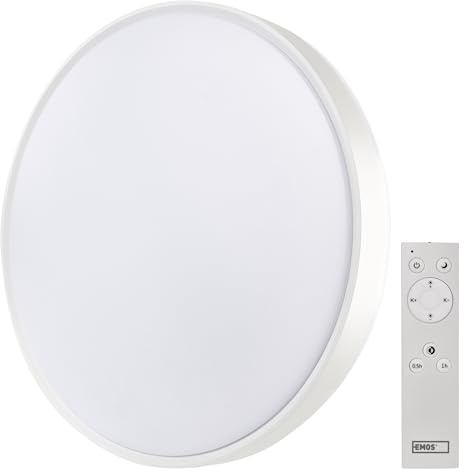 EMOS LED Deckenleuchte LIVI 30W mit Fernbedienung, dimmbare Aufbauleuchte, Wandleuchte in Weiß, für Innen, rund 40cm, superhell 1800 lm, einstellbare Lichtfarbe, ersetzt 110W Glühbirne