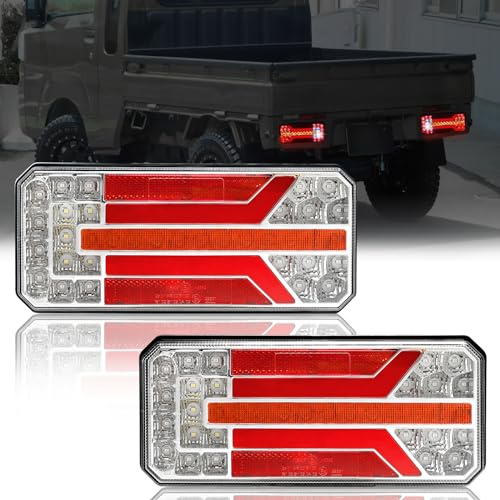 Yinaolan 2 luces LED traseras para remolque, 12/24 V, luz trasera LED para remolque, superbrillante, resistente al agua, señal de giro trasera de freno, lámpara reflectora de niebla inversa