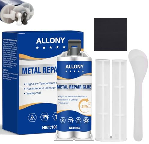 ALLONY Colla per Metallo Extra Forte, Colla Bicomponente per Metallo, Colla per Metallo, Bicomponente per Metalli, Utilizzato per Saldare Metalli, Acciaio Inossidabile, Leghe di Alluminio ecc - 80g