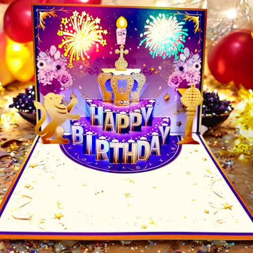 APOTODITO Geburtstagskarte mit Musik und Licht, Pop Up Birthday Card, Geburtstagsgeschenk mit Feuerwerk, Lustige Geburtstagskarte für Tochter sie Mama Frau Freundin
