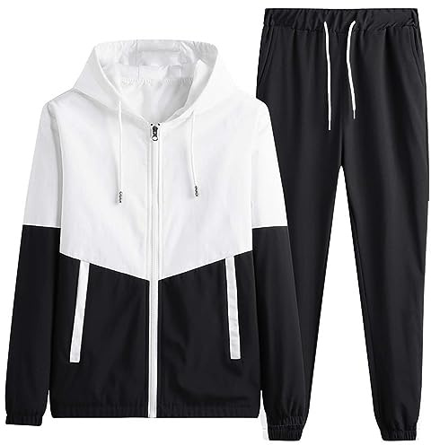 Tute da Uomo Autunno e Inverno in Felpa con Cappuccio Tuta in 2 Pezzi Felpa Pantaloni Taglie Forti Sweatsuit Completo Ginnastica Giacche Zip Maniche Lunghe Sportivo Completi Uomo Running Slim Fit