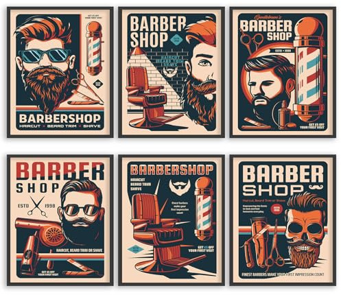 Poster decorativo vintage per negozio di barbieri, poster con taglio di capelli da barbiere, stampe artistiche da parete, stampe artistiche da parete capelli per uomini (20.3x25.4 cm senza cornice)