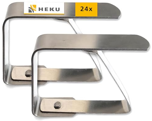 Heku Tischdeckenklammern 24 Stück - Tischklammern Outdoor Tischtuchklammern für Gartentische, Tischklemme für Biertische - Tischdeckenclips für draußen und drinnen