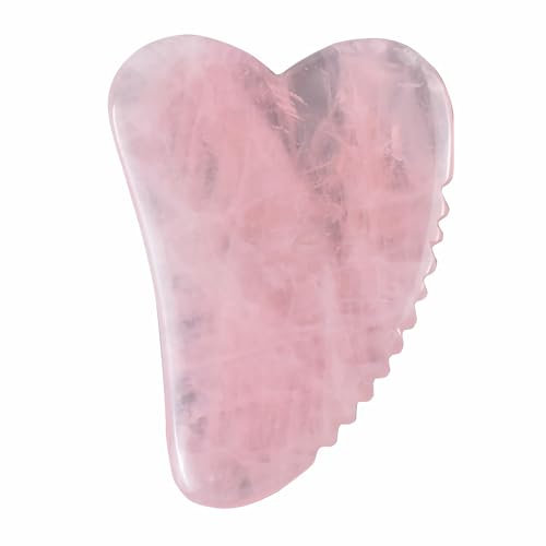 Rodillo de jade de cuarzo rosa de jade real, tabla de gua sha, masajeador, herramienta de levantamiento de la cara, herramienta de masaje facial de guasha (placa dentada)