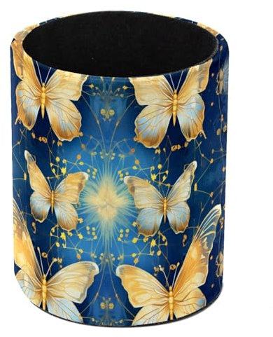 Anna Cowper Stifthalter, Stifthalter für den Schreibtisch, goldene Schmetterlinge, PU-Leder, Schreibtisch-Stiftehalter, Organizer, Make-up-Pinselhalter für Büro, Schlafzimmer, Zuhause