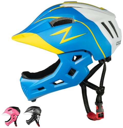 Coozi Kids Bike Helmet | 2-in-1 Full-Face Girls & Boys Cycling Ages 5-15 | CONVERTIBLE DESIGN: skateboarding · scooter · adjustable fit · shock-absorbing · unisex · youth · age 5-15