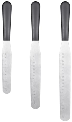 U-Taste Glasurspachtel Set, Torten Palettenmesser mit 15/20/25 cm gerader Edelstahlklinge, Streichpalette mit rutschfestem PP-Griff zum Dekorieren von Kuchen, Backen, Gebäck, Creme, Butter (Schwarz)
