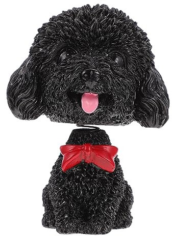 VICASKY Wackelkopf Hund Auto-deko Resin Welpen Modell Niedliche Schaukelkopffigur Lebensecht Für Auto Armaturenbrett Büro Wohnzimmer Originelle Geschenkidee Schwarz