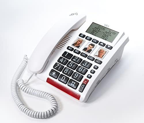 Telefono VOCA Big Button per anziani, telefono amplificato CP130, vivavoce, compatibile con apparecchi acustici, telefono ad alto volume per ipoacusici e ipovedenti - telefono per anziani con demenza