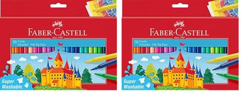 Faber-Castell 554204 - Filzstifte Set Castle, 50er Kartonetui, auswaschbare Filzstifte (Packung mit 2)