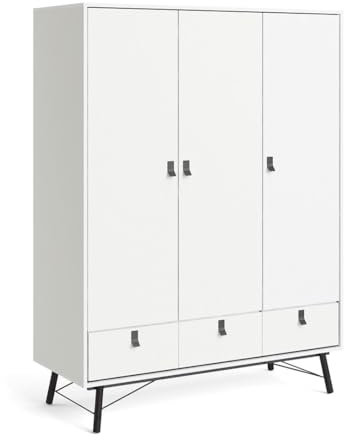 ebuy24 Rye Kleiderschrank 3 Türen, 3 Schubladen mattweiss.