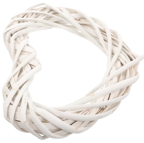 SEWOART Herzförmiger Rattan Kranz Naturrattan Selbstgemacht Kranzrahmen Für Wohn Und Schlafzimmer Dekoration 20cm Weiß Mit Glatter Oberfläche
