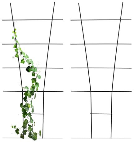 Relaxdays Enrejado Trepadoras Macetas, Metal, Set de 2, Tutores Enredaderas, Soportes Plantas y Flores, 79x35 cm, Negro, Acero, 2 Unidades