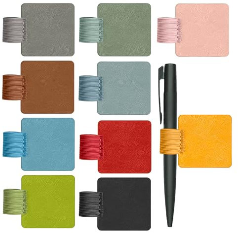 ARTGUTS 10 Stück Stiftschlaufe Selbstklebend, Stifthalter Notizbuch, PU Leder Stiftetui, Elastische Stiftschlaufe, für Notizbuch, Planer, Kalender, Klemmbretter (10 Farben)
