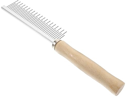 BELLIFFY Hundekamm Aus Holz Und Metall Für Fellpflege Entfilzungskamm Mit Abgerundeten Zähnen Für Sanates Kämmen Entfernt Lose Und Abgestorbene Haare Effizient Ergonomisches Design