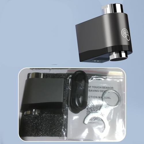 Rubinetto intelligente, sensore a infrarossi, risparmio idrico, tecnologia a doppio sensore, funzionamento senza tocco, con controllo del flusso d'acqua per funzionamento touch (grigio)