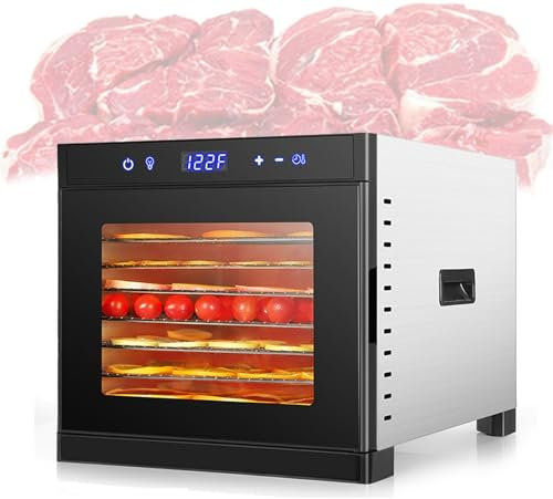 Générique Déshydrateur alimentaire professionnel 8 plateaux, 700 W, en acier inoxydable, avec minuterie 24 h et contrôle de température de 95 à 167 °F for viande séchée, herbes, viande, fruits, friand