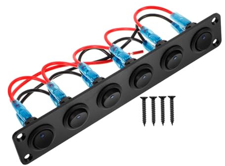 Alipis Pannello Interruttori a Bilanciere 6 Bande Per Auto, Barca e Camper, Materiale in Alluminio Resistente e Illuminazione, Controllo Multifunzione Per Veicoli Marini e Terrestri