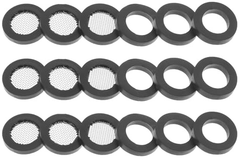 VILLCASE 20pcs Black Hose Washer and Water Hose Filter Set for Home Shower and Washing Machine Includes Rubber Gasket and Stainless Steel Screen Filter Compatible with