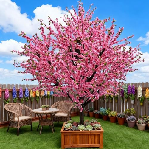 Accesorios para el hogar, Gran Planta de simulación, árbol de Cerezo Artificial, Planta de Flor de durazno Artificial, árbol de durazno, árbol de los Deseos, FL