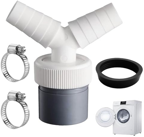 GIEEU Waschmaschine Doppelanschluss Y-Adapter für Geschirrspüler Trockner, Eingangsstutzen 0,75-0,95 Abgang 40 mm Rohr, Y-Anschlussstück mit 2 Schlauchschellen