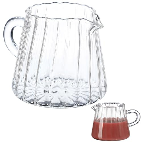 SEWACC Brocca in Vetro Borosilicato 200 Ml per Schiumare Latte Tazza Piccola Trasparente per Caffè e Tè Bricco Compatto per Casa Bar e Ristorante