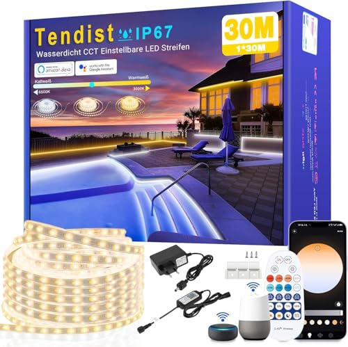 Tira LED Exterior Impermeable Blanco Frio a Blanco Calido Regulable (30M)