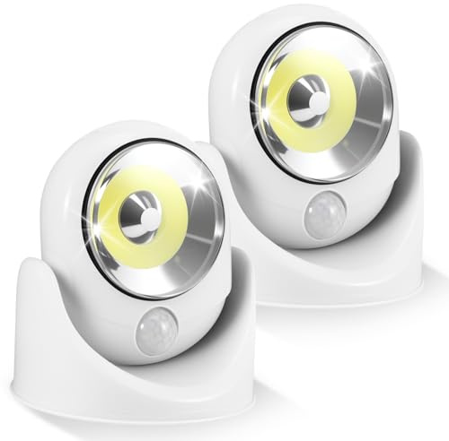 Bright Ball Light 2 Pack Motion Sensor Night Lights Indoor & Outdoor Lights | 360° LED Battery Powered Security Lights with PIR motion Sensor, Wireless Motion Detector Light Auto On Off